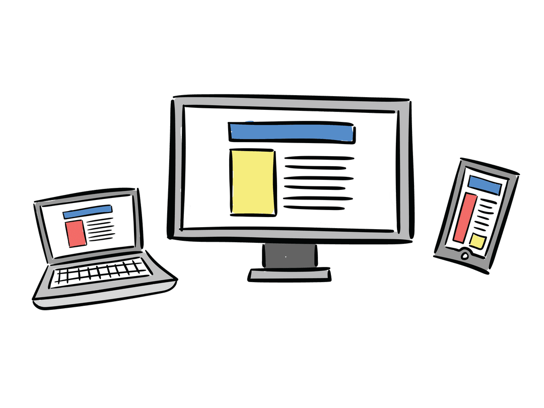 Transparent Digital Devices Illustration with Laptop Computer Smartphone