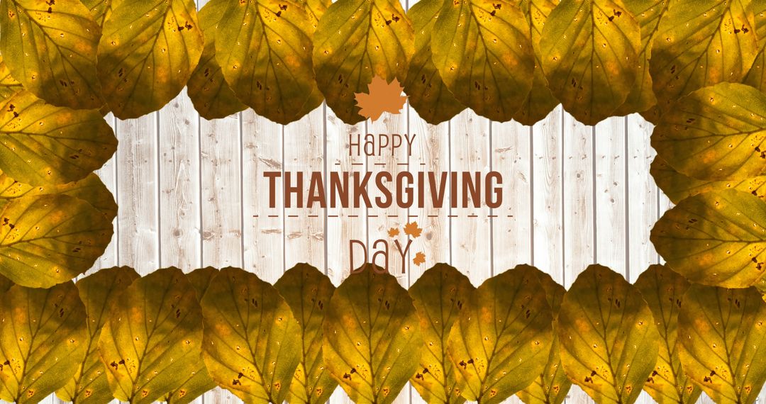 Happy Thanksgiving Day with Wooden Background and Autumn Leaves - Free Images, Stock Photos and Pictures on Pikwizard.com