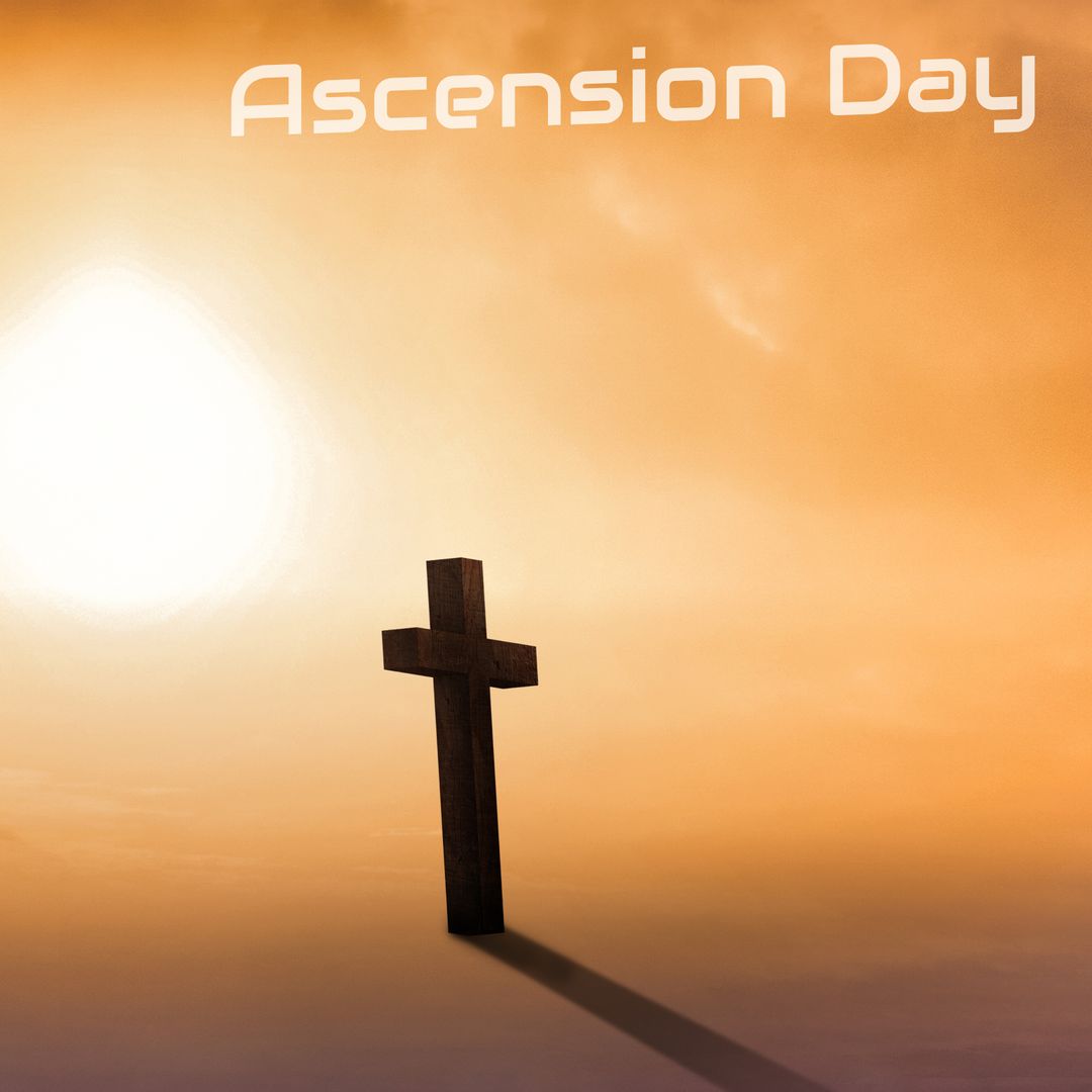 Ascension Day with Cross Silhouette Against Sunset Sky - Download Free Stock Templates Pikwizard.com