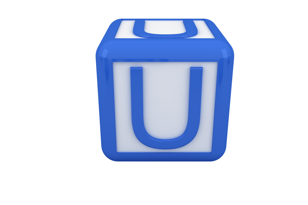 Transparent Alphabet Cube with Letter U on Blue Background - Download Free Stock Images Pikwizard.com