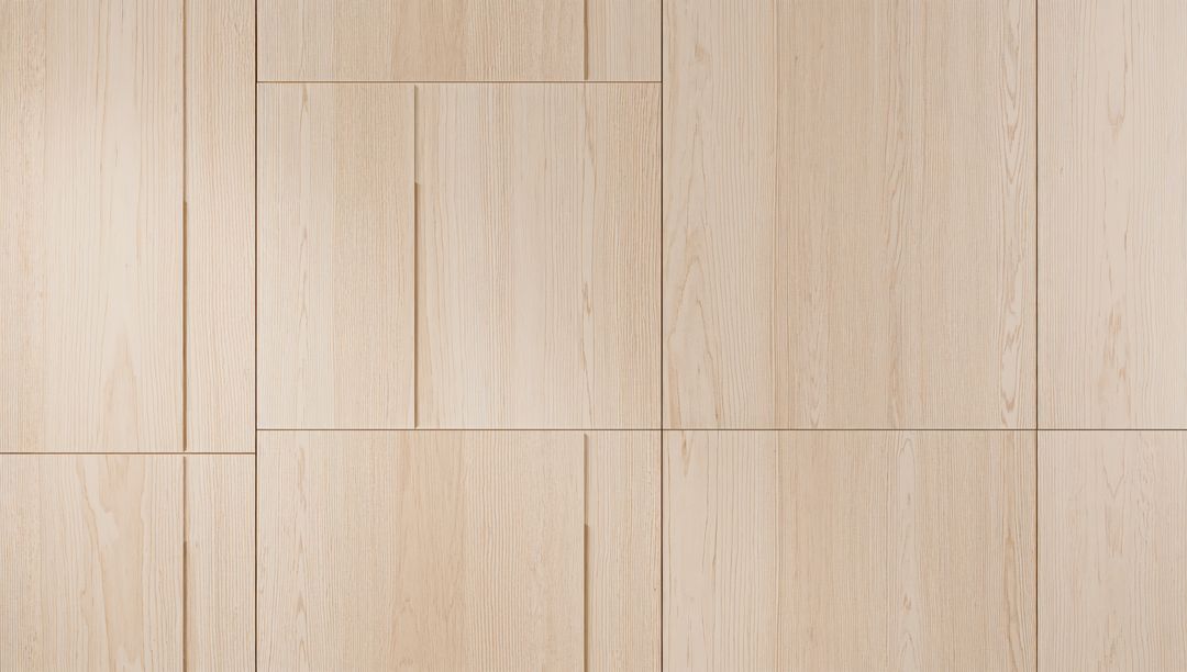 Pale Wood Panel Grid with Recessed Grooves and Subtle Grain Texture for Minimalist Interior