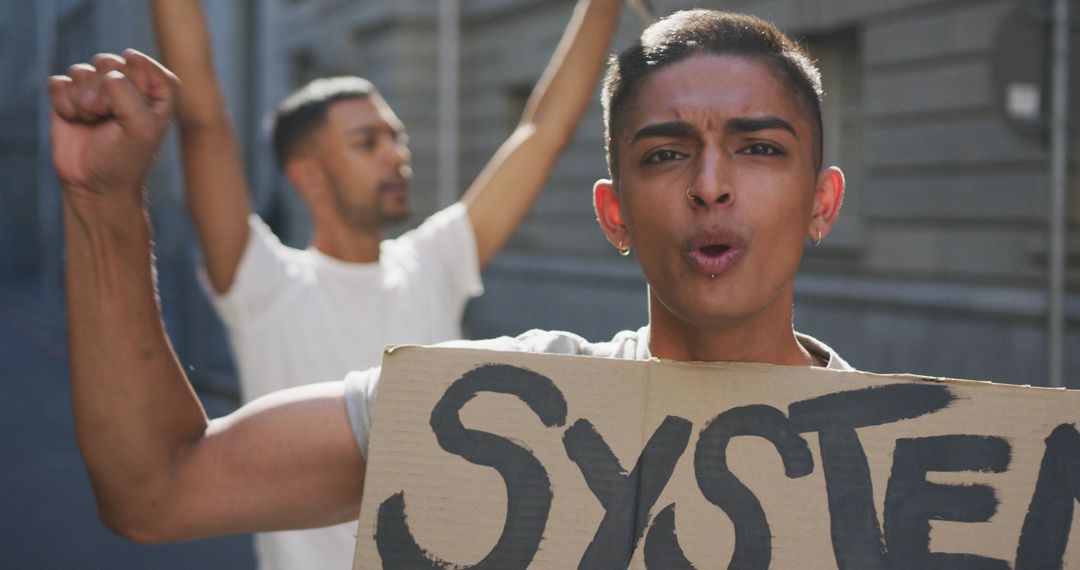 Protesters Demonstrating for Equal Rights Holding Placards