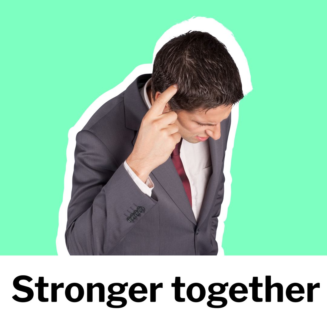 Man Confused Overlayed with Strong Messaging Against Green Background