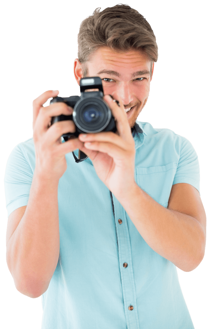 Young Handsome DSLR Camera Enthusiast Transparent Background