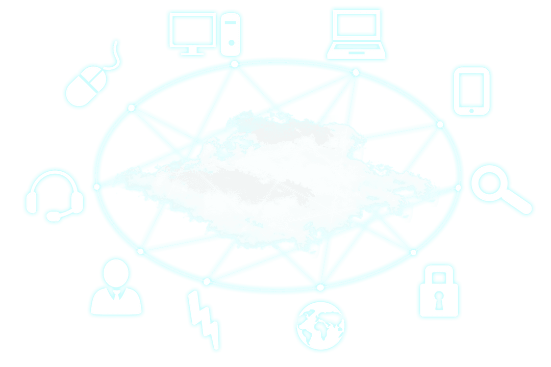Transparent Digital Business Network Icons with Cloud Design
