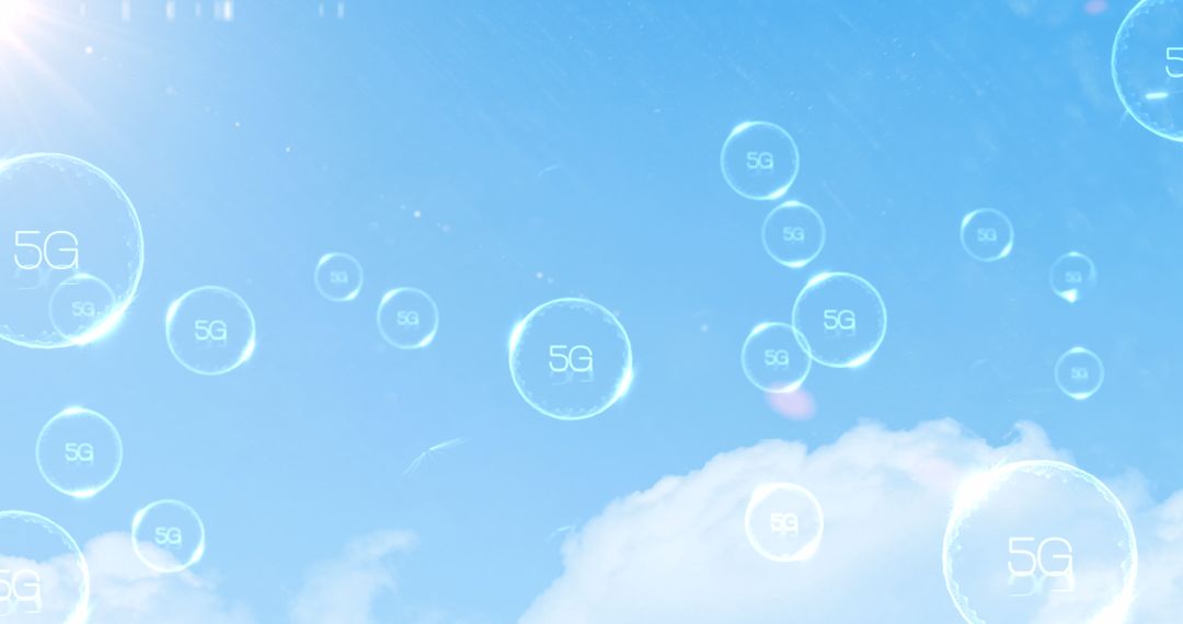 5G Network Technology Concept with Bubbles in Sky
