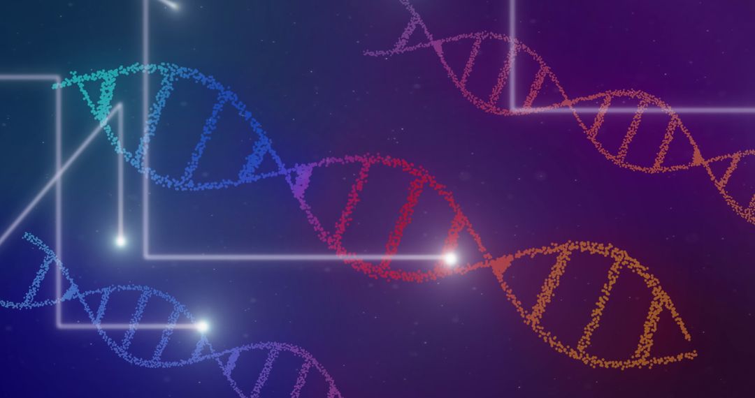 Abstract DNA Strands with Glowing Lines Background