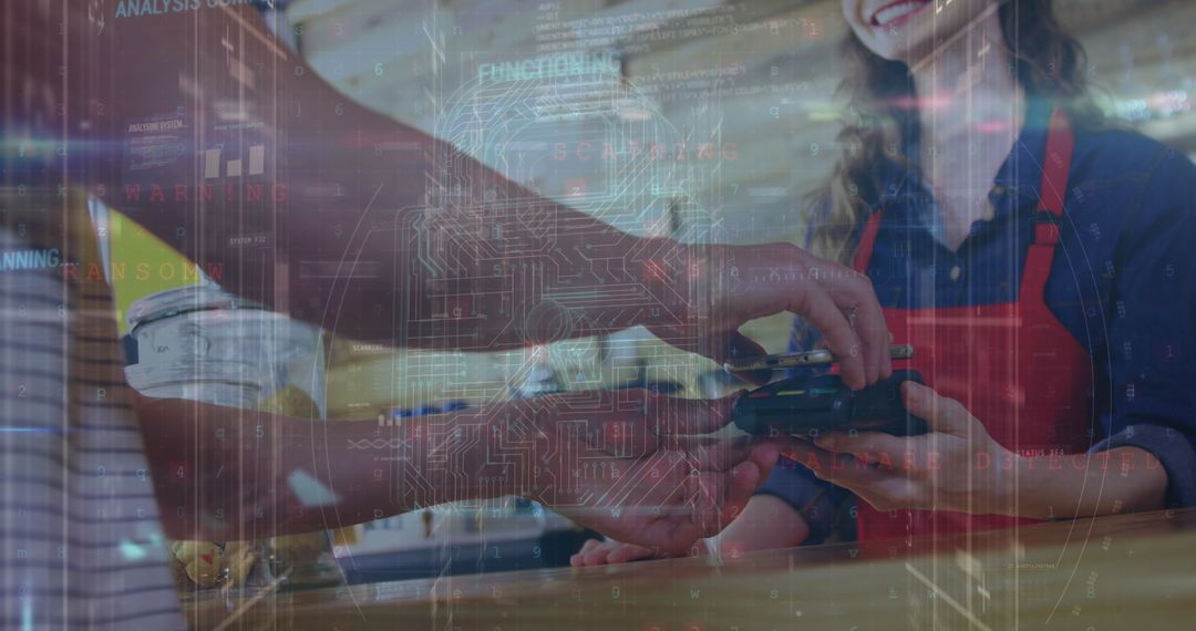 Digital Payment Security Concept with Overlay Interface Elements