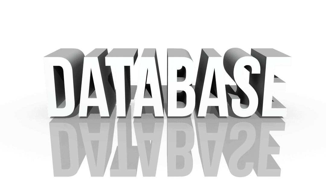 White Database Text Illustration on Transparent Backdrop