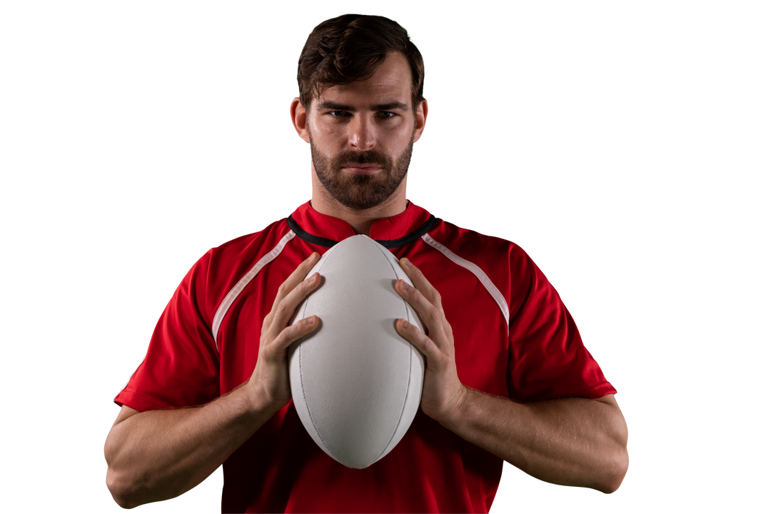 Hispanic Rugby Player Holding Ball Isolated on Transparent Background - Download Free Stock Images Pikwizard.com