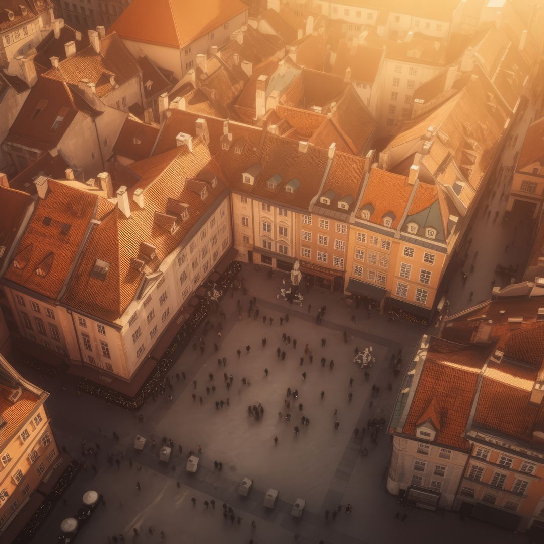 High angle view of square in 18th century city, created using generative ai technology - Free Images, Stock Photos and Pictures on Pikwizard.com