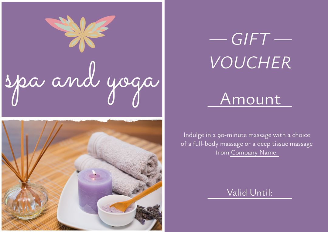 Elegant Spa and Yoga Gift Voucher with Relaxing Accessories - Download Free Stock Templates Pikwizard.com