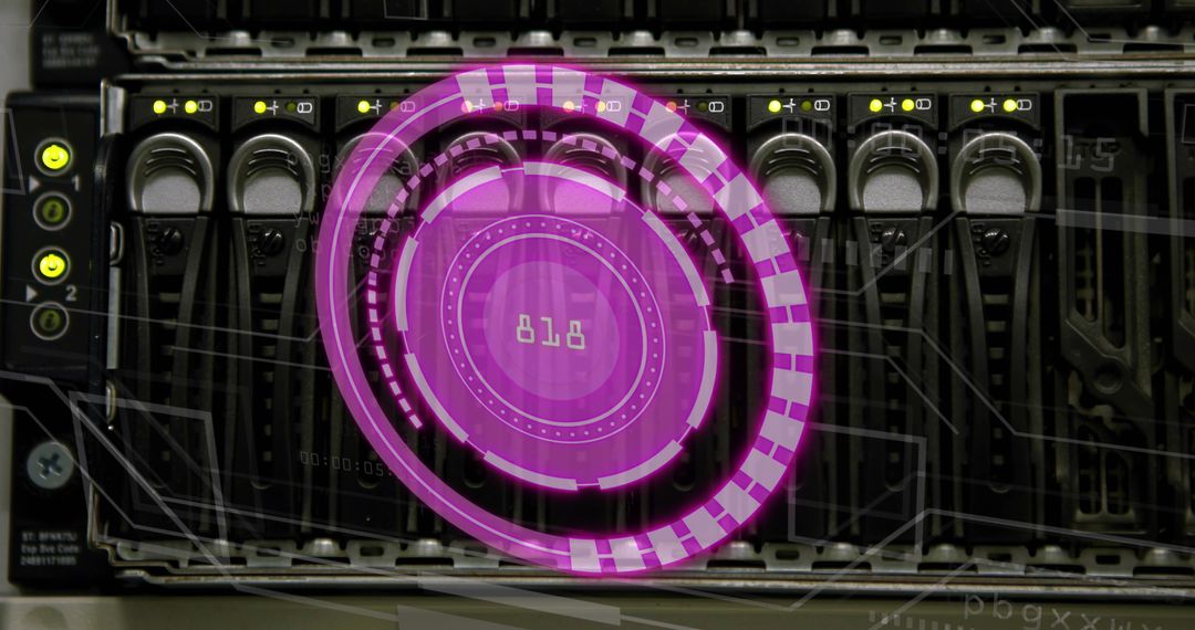 Digital Interface Overlay on Data Center Servers Representing Technology