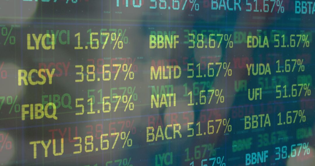 Stock Market Percentages on Digital Display Board