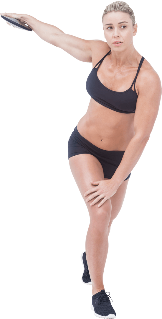 Female Athlete Throwing Discus Transparent Background