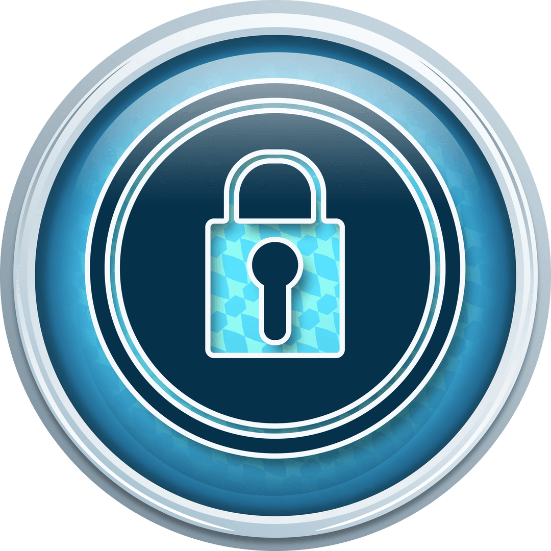 Transparent Security Lock Icon Vector with Abstract Blue Mosaic Design