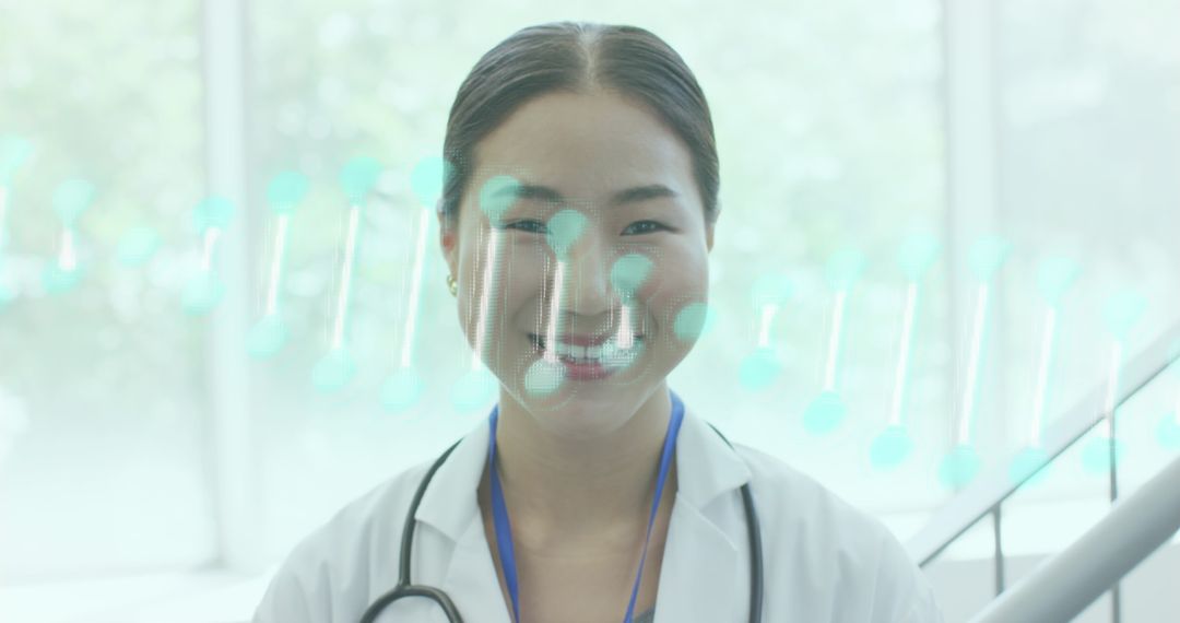 Healthcare Professional with DNA Hologram Representation