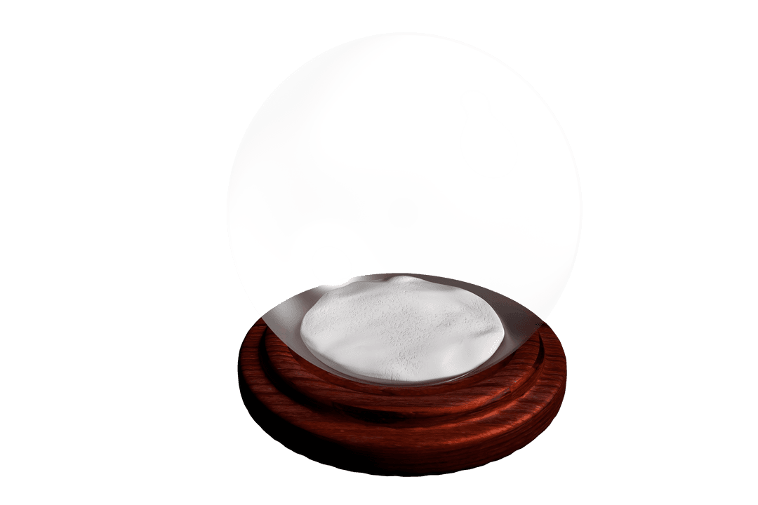 Transparent Snow Globe with Wooden Base on White