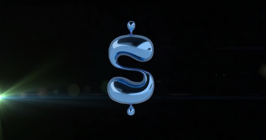 Futuristic Floating S-Shape with Green Lens Flare