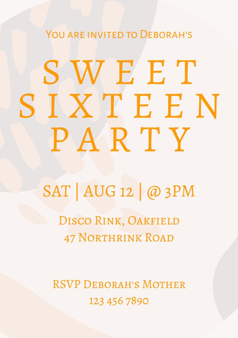 Chic Sweet Sixteen Party Invitation with Orange Theme - Download Free Stock Templates Pikwizard.com