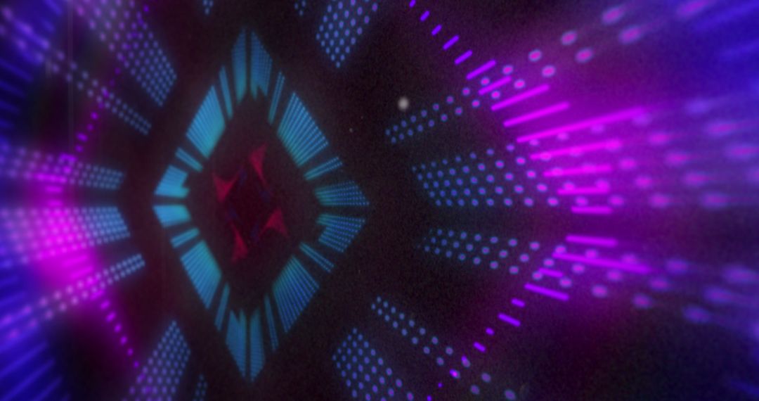 Vibrant 3D Neon Light Tunnel with Geometric Pattern