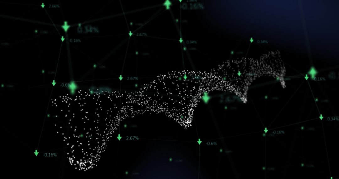 Futuristic 3D DNA Strand with Dynamic Particle Network