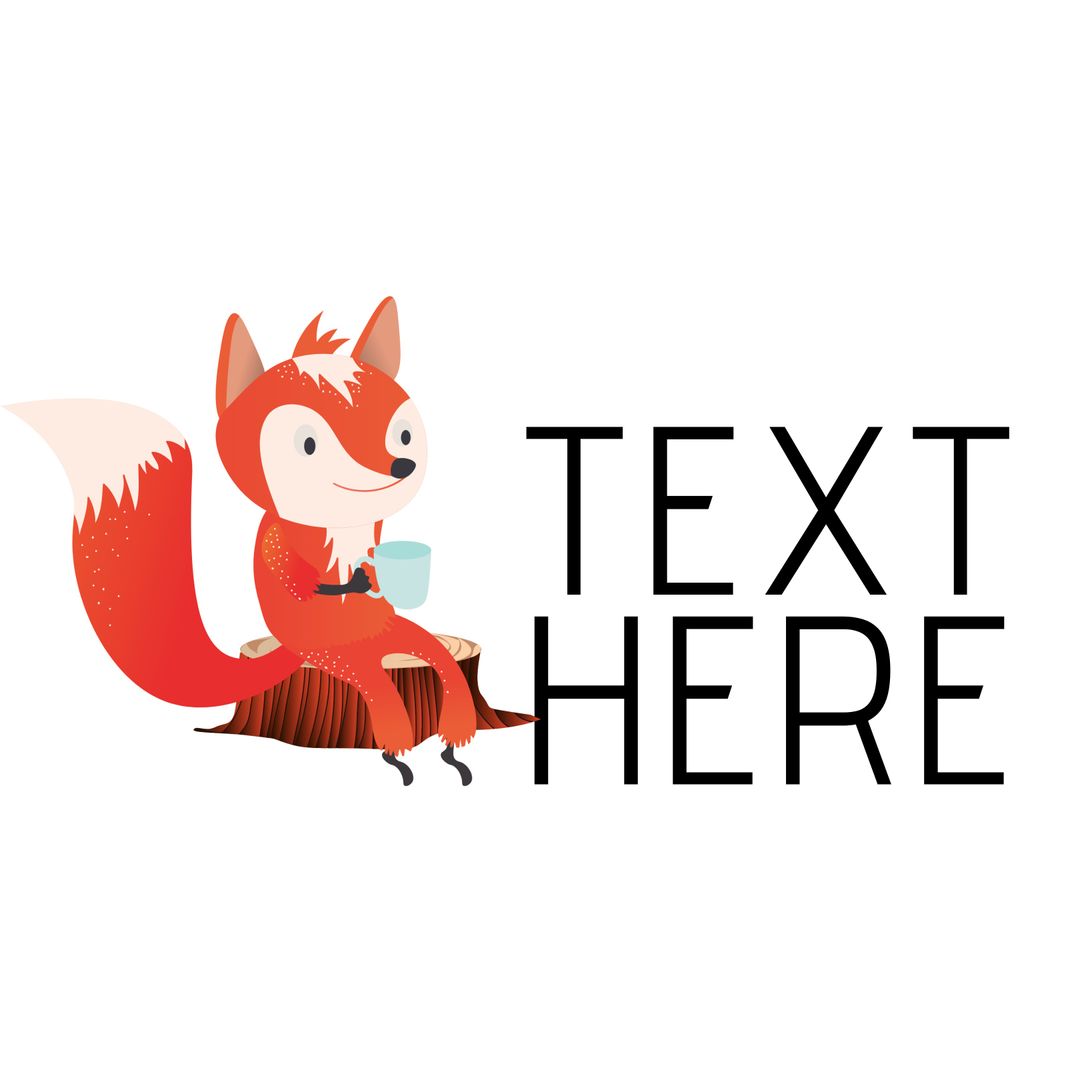 Charming Fox with Cup Ideal for Café Branding or Book Illustrations
