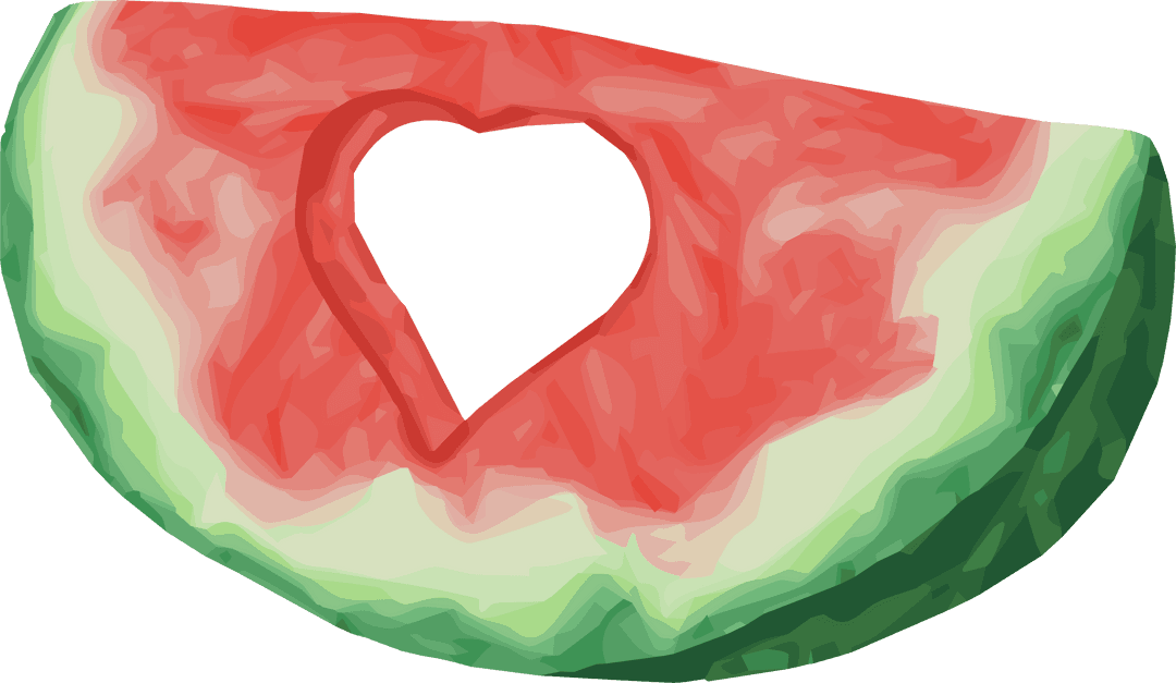 Heart Shaped Cutout in Watermelon Slice on Transparent Background