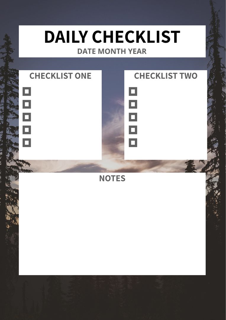 Serene Forest Daily Checklist Template at Dusk
