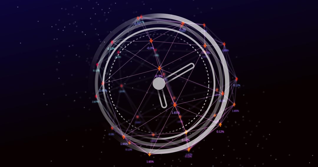 Abstract Digital Clock with Connecting Lines Symbolizing Time and Network