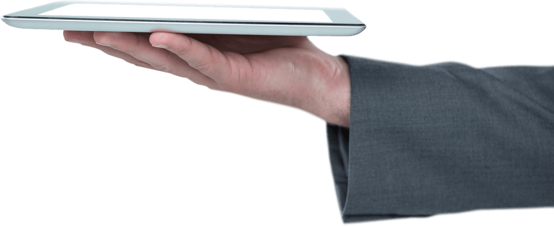 Transparent Tablet on Businessman's Hand