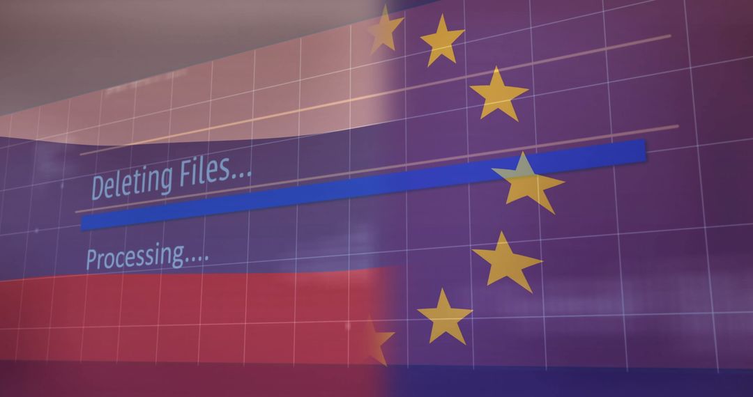 Futuristic Interface Displaying File Deletion Progress with EU Theme