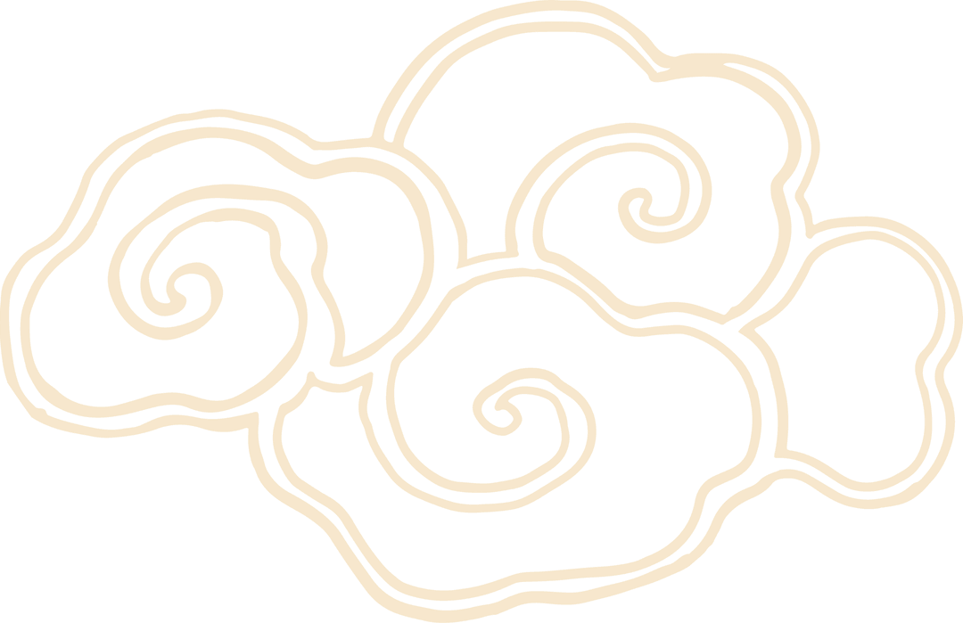 Ornamental Swirl Cloud Motif on Transparent Background