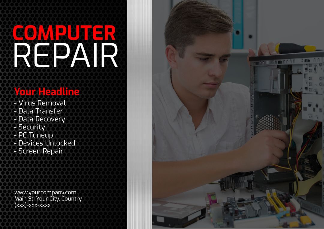 Man Providing Professional Computer Repair Services - Download Free Stock Templates Pikwizard.com