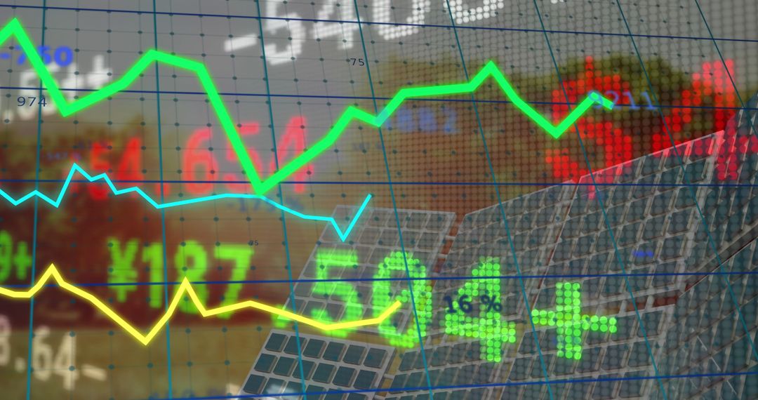 Data Analysis Digital Overlay on Solar Energy Concept