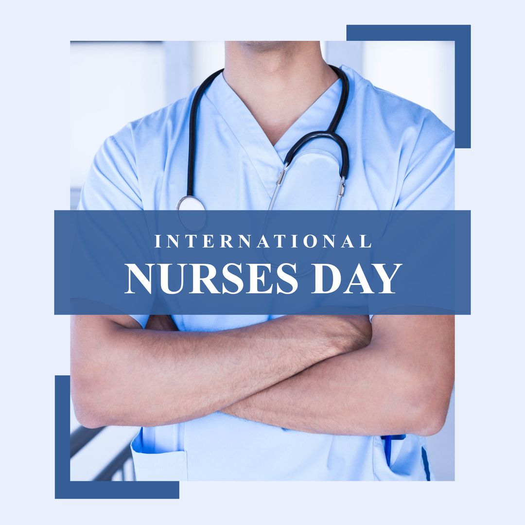 International Nurses Day Banner with Male Nurse in Scrubs - Download Free Stock Templates Pikwizard.com