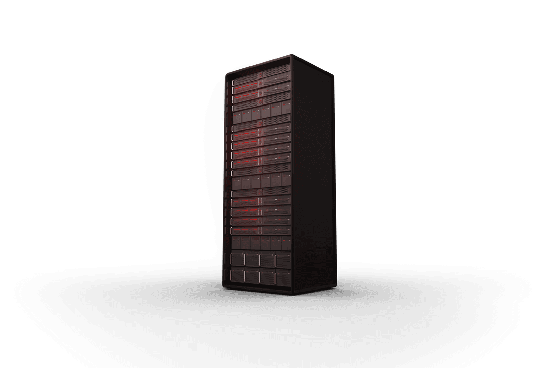 Transparent Black and Red Computer Server Tower Concept