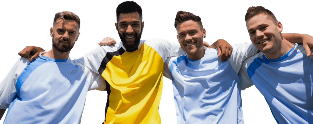 Diverse Group of Male Athletes Transparent Background