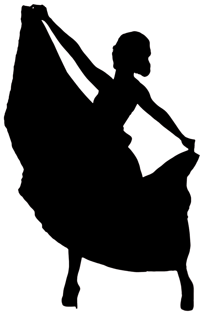 Silhouette of Female Dancer In Dress on Transparent Background