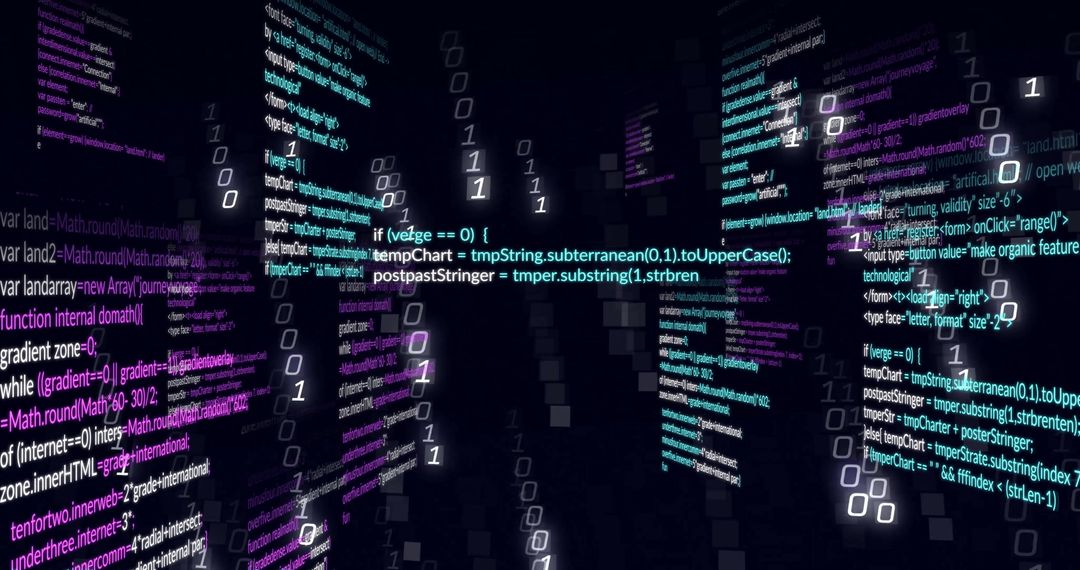 dynamic digital code streams illuminating in dark environment - Free Images, Stock Photos and Pictures on Pikwizard.com