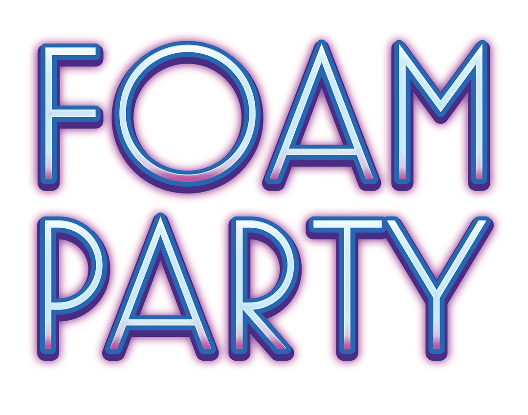Bright Foam Party Text on Transparent Background