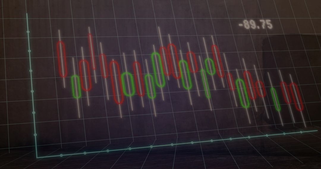3D Digital Candlestick Chart with Financial Analysis Concept