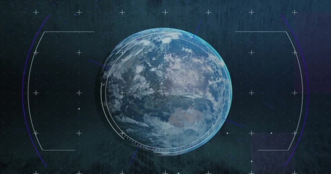 Digital Scope Targeting Spinning Globe with Futuristic Interface