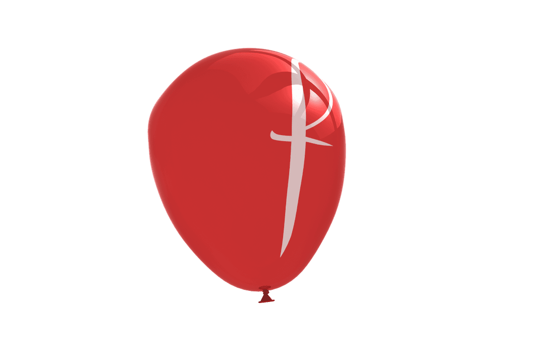 Red Balloon with Letter F on Transparent Background for Celebrations