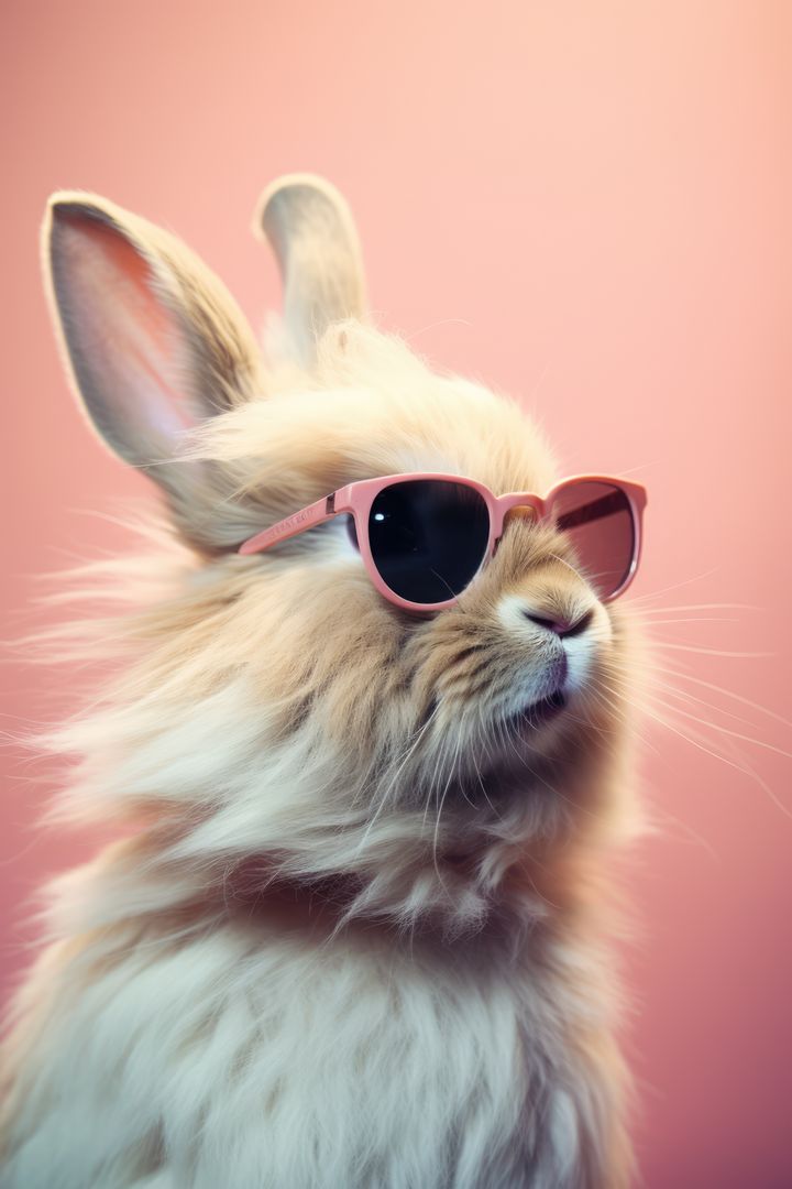 Rabbit wearing sunglasses on pink background, created using generative ai technology - Free Images, Stock Photos and Pictures on Pikwizard.com