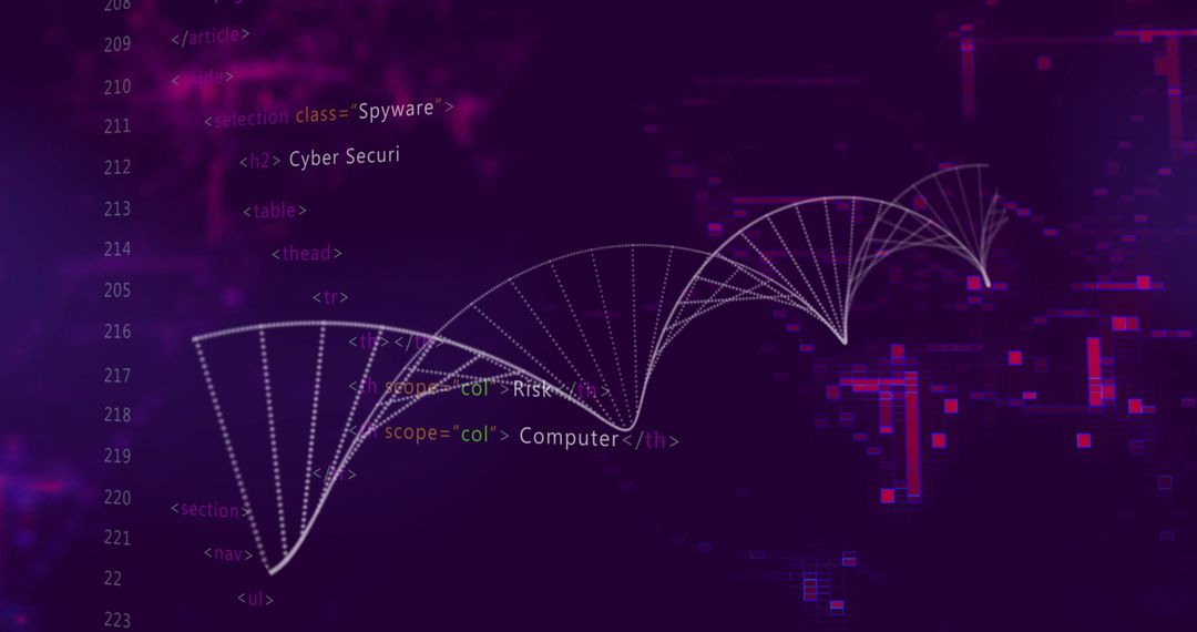 Futuristic Network Architecture on Purple Interface with HTML Elements