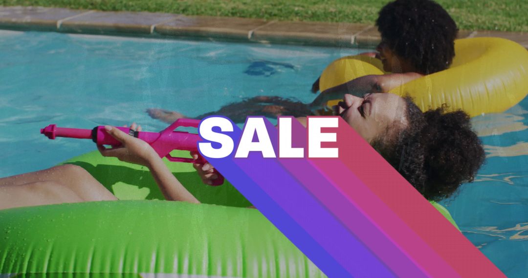 Women Enjoying Pool Fun with Inflatable Tubes