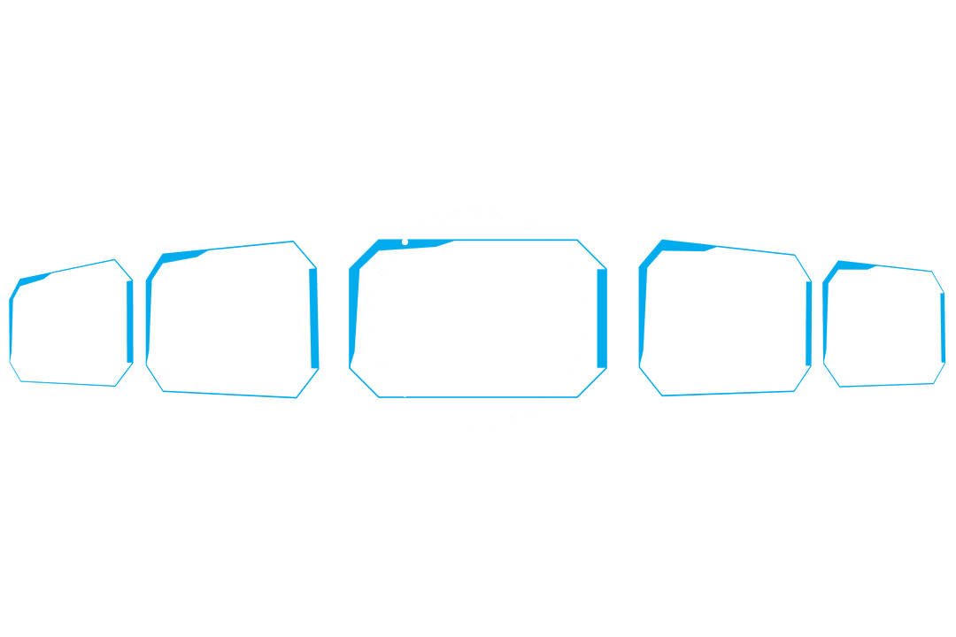 Digital Interface Frame with Geometric Shapes on Transparent Background
