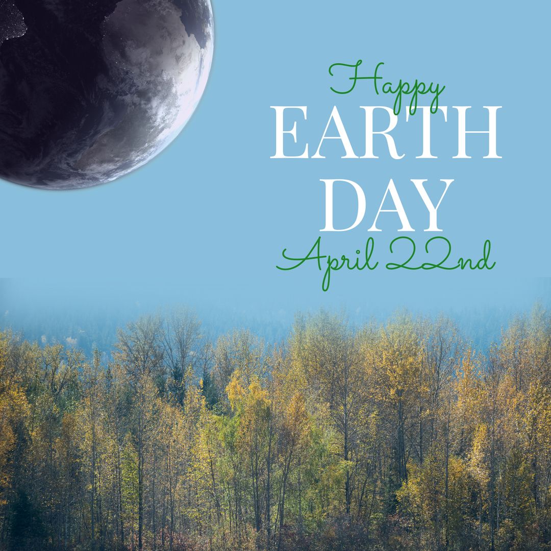 Earth Day Celebration with Forest Landscape and Planet Globe