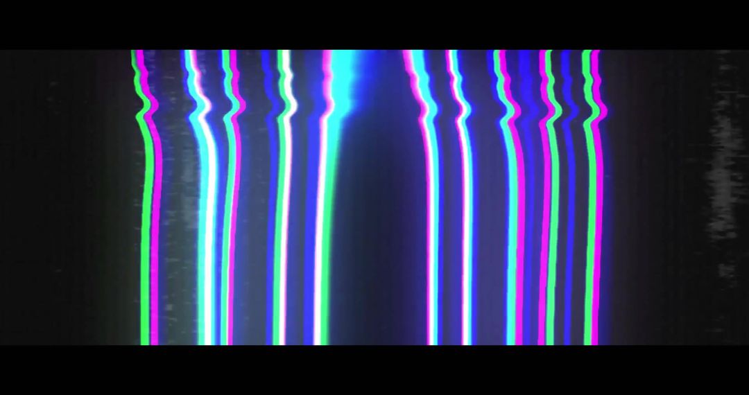 Vibrant Glitchy Color Lines on Black Canvas